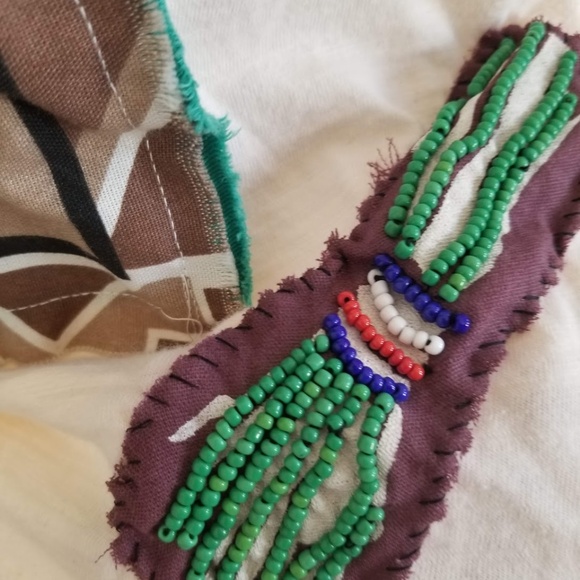 Terra & Sky Beaded Embroidery Hand-Stitched Textile Blouse - Picture 2 of 8